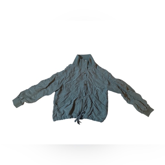 Marrakech Anthropologie‎ Draped Cupro olive green jacket medium crop high neck - Picture 7 of 12